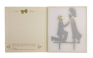 LOVENJOY Marry Me Groom Proposal to Bride Silhouette Wedding Cake Topper, Black