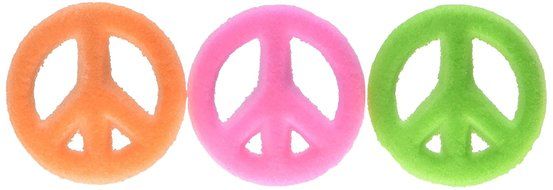 Lucks Dec-Ons Decorations Molded Sugar/Cup-Cake Topper, Peace Sign Assortment, 1 Inch, 12 Count