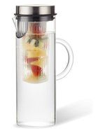 Perlli Fruit Infusion Glass Pitcher - Quality Borosilicate Glass - Stainless Steel Lid - Includes Fruit Infuser... N6
