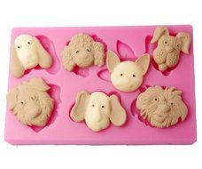 FOUR-C Chocolate Moulds 3D Farm Animals Fondant Molds Color Pink