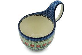 Polish Pottery Bowl with Handles 6-inch Maraschino N3