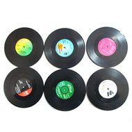 Retro CD designed non-slip silicone beverage coasters cup of coffee here N6