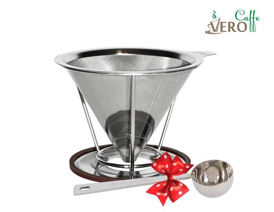 Pour Over Coffee Dripper / Maker - Stainless Steel with Clever Cone Design - Reusable / Washable Paperless Filter... N4