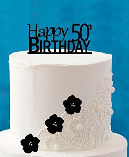 Happy 50th Birthday (5 x 4inch) Number Elegant Cake Topper