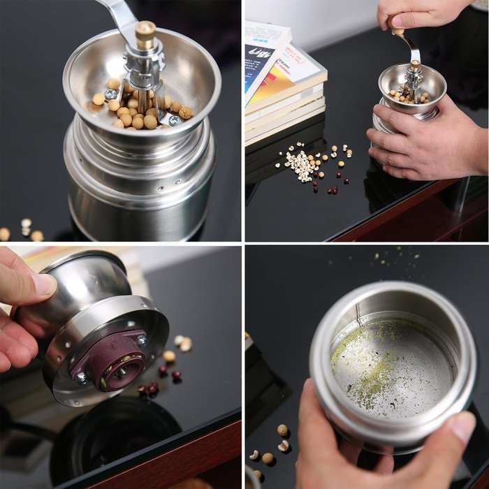 niceEshop(TM) Manual Coffee Grinder Coffee Mill Grinding Mill Pepper Grinder Bean Grinder with Cleaning Brush,... N7