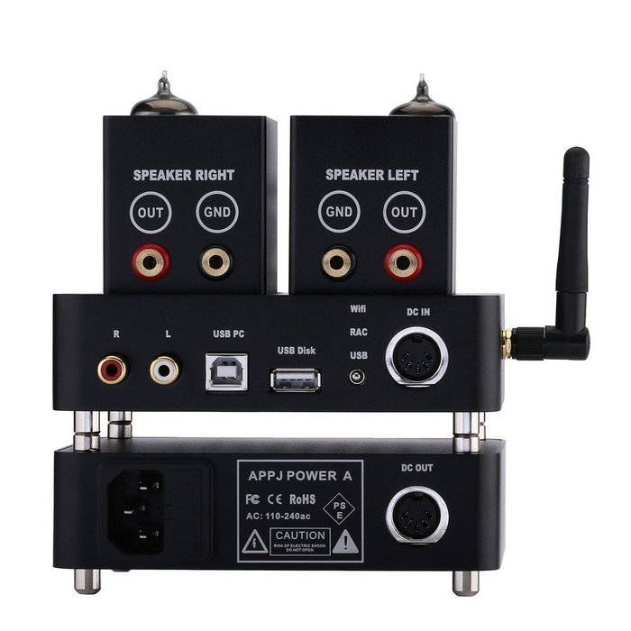 APPJ 1601A Wifi mini Decoder+tube amplifier, AUX/Smart Phone/SD Card/PC/Flash Disk Input (Black) N4
