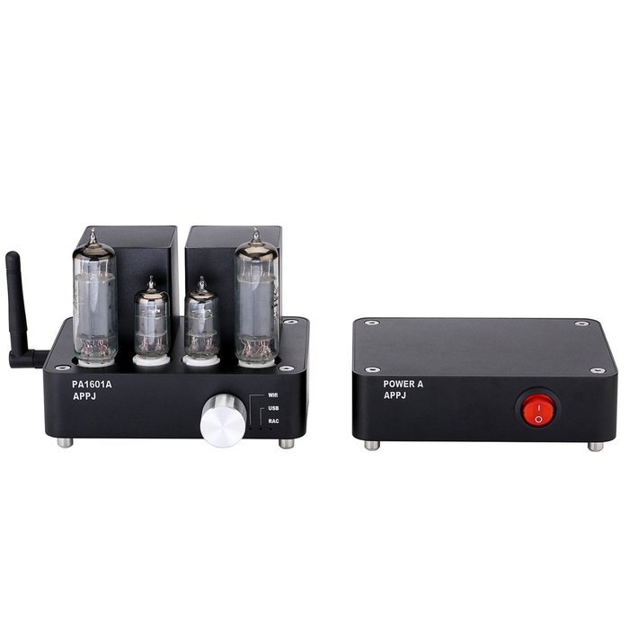 APPJ 1601A Wifi mini Decoder+tube amplifier, AUX/Smart Phone/SD Card/PC/Flash Disk Input (Black) N5