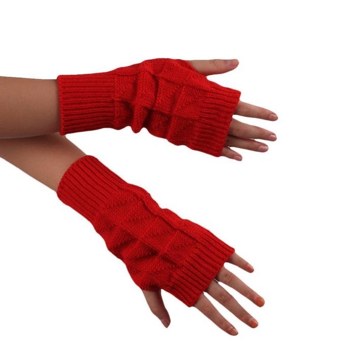 Knitted Fringe Warm Gloves,Morecome Women Girl Diamond knitted gloves (Black) N6