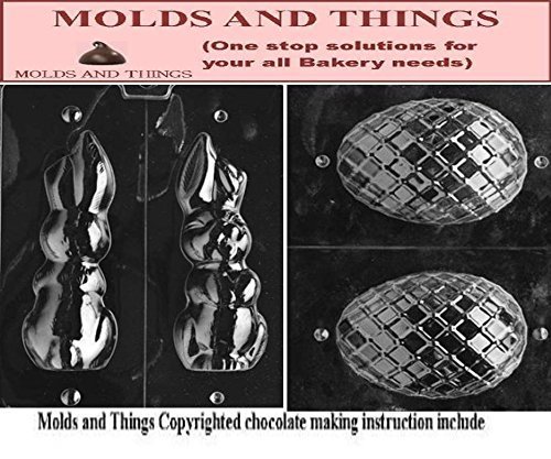 Large Hollow Flop Eared Bunny Chocolate Candy Mold And Lattice Egg