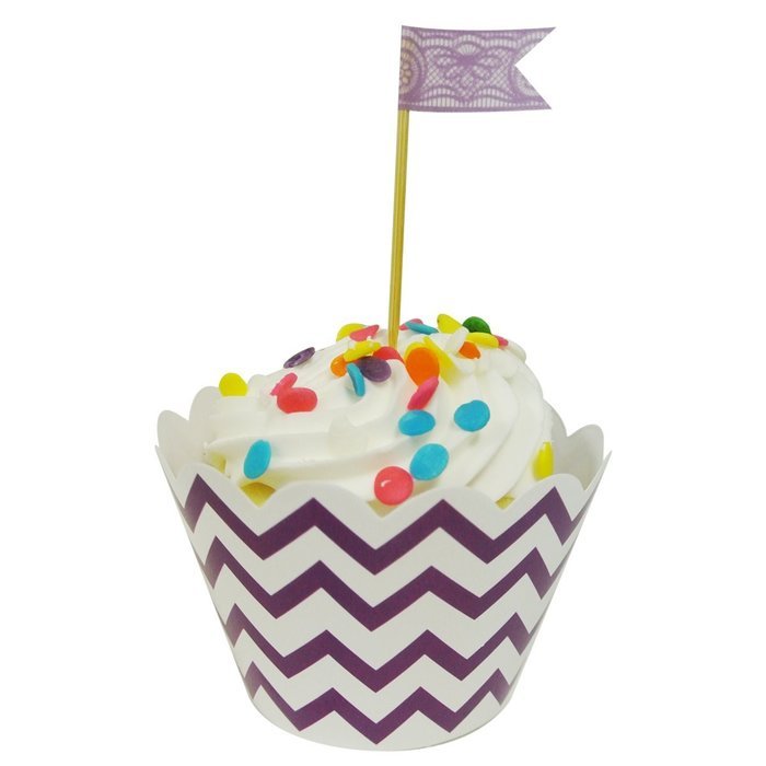 AllyDrew Standard Size Chevron Cupcake Wrappers (Set of 20), Orange N14