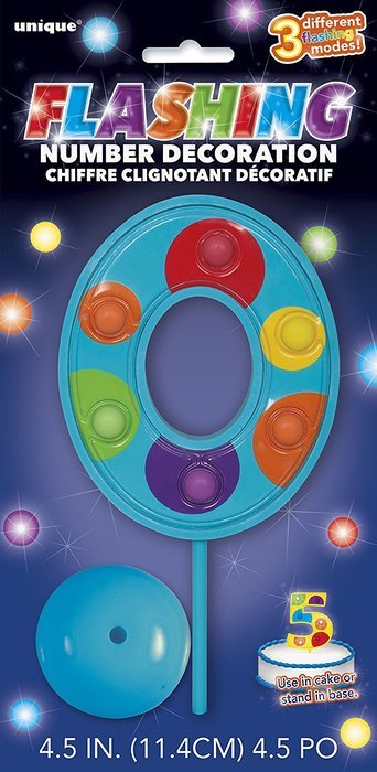 Flashing Multicolor Number 2 Cake Topper Decoration
