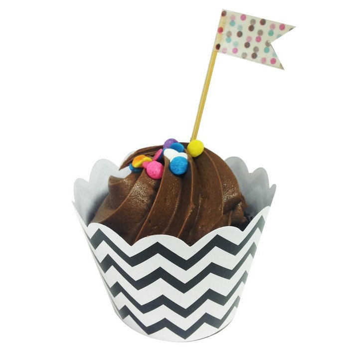 AllyDrew Standard Size Chevron Cupcake Wrappers (Set of 20), Orange N15