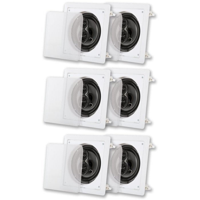 Acoustic Audio CS-I63S-3PR 300 Watt 6.5" 3-Way Home Theater In-Wall/Ceiling Speakers (3-Pair)