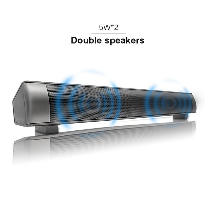 Elecsoul 10W (5Wx2) 3.0 USB Wireless Bluetooth Soundbar with Passive Radiators Support, 3.5 AUX and TF Card -... N7