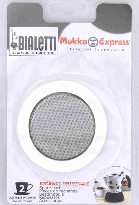 Bialetti Replacement Seal and Filter for 2 Cup Mukka Express Blister Pack