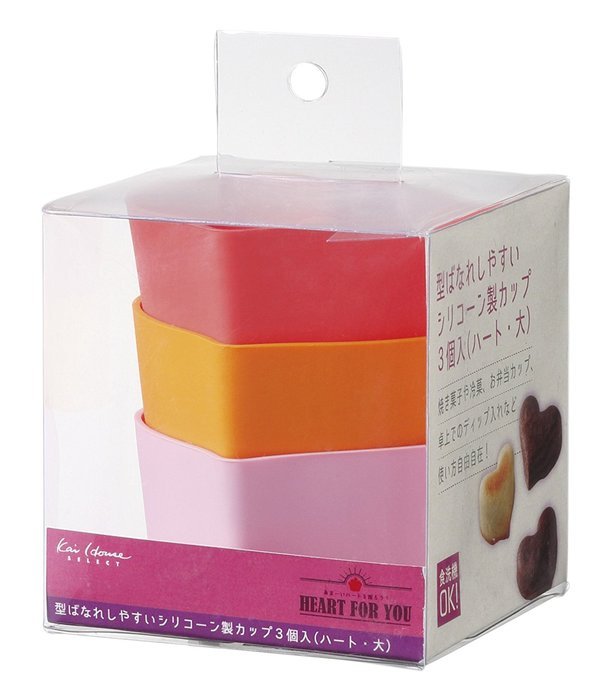 Baked goods type Kai silicone cup 3 pieces Heart kai House SELECT N3