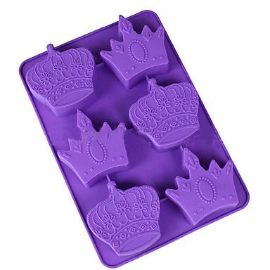 Y&XL&H 6 Hole Silicone Crown Cake Chocolate Soap Pudding Jelly Candy Ice Cookie Biscuit Mould Pan Random Color