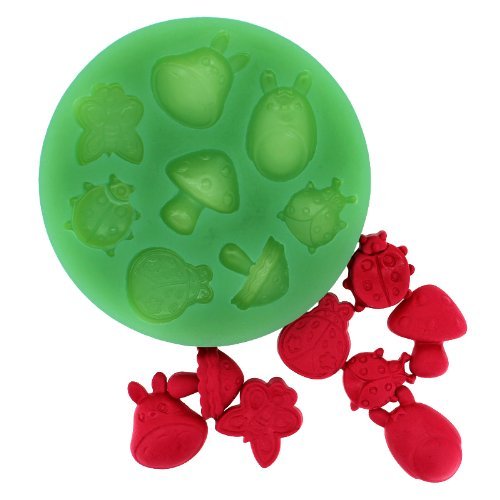 Longzang Small Mushroom Beetle Butterfly F0205 Silicone Fondant Mold