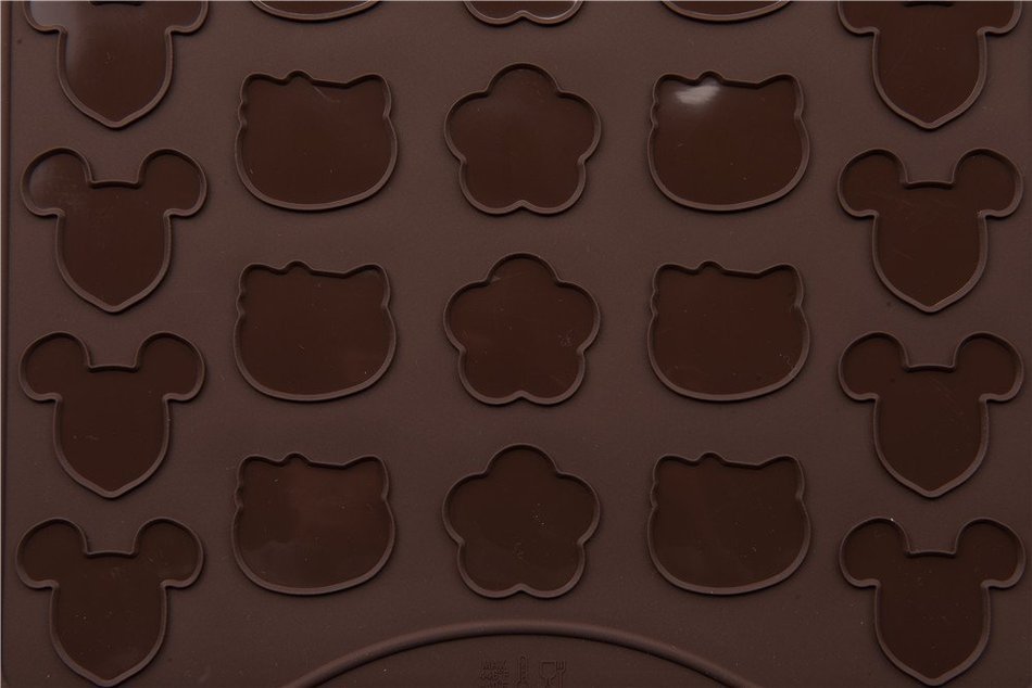 27 Cavity Cartoon Silicone Macaron Baking Mat Mickey Kitty Cherry N7