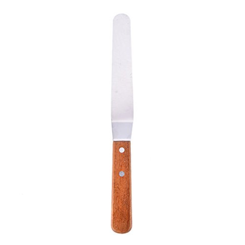 1 Pcs Cake Decorating Baking Spatulas, Blade with Wooden Handle, Stainless Steel,25cm/10inch by Crqes N2