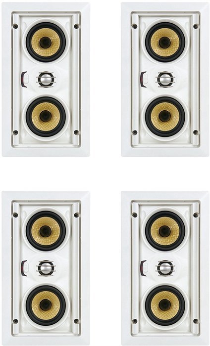 SpeakerCraft AIM LCR3 Five Pivoting Home Cinema Speaker -Bundle of 4 (White)