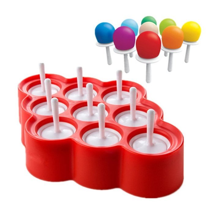 Glantop(TM) Safe Mini Mold Silica Gel Set of 9 Moulds Red