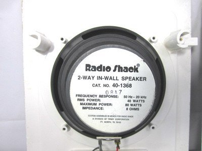Radio Shack 80 Watt 2 way In Wall Loudspeakers/ Speakers #40-1368 Frames,Grills N4