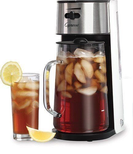 Capresso Stainless Steel Iced Tea Maker Glass Pitcher One Button Operation