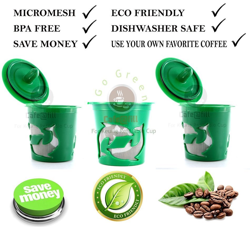 Three Count Premium Cafefill Keurig Reusable Refillable Coffee Filter Pod * Stainless Steel Micro Mesh/ Screen N2