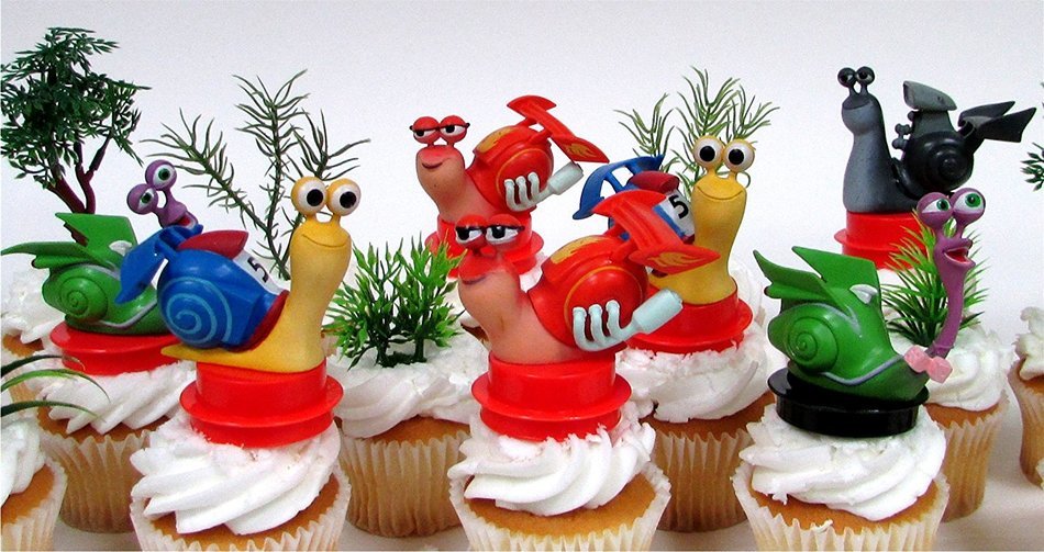 TURBO 14 Piece Birthday CUPCAKE Topper Set Featuring TURBO Figures and Decorative Themed Accessories, Figures... N3