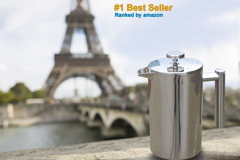 SterlingPro Double Wall Stainless Steel French Coffee Press, 1 Liter N5