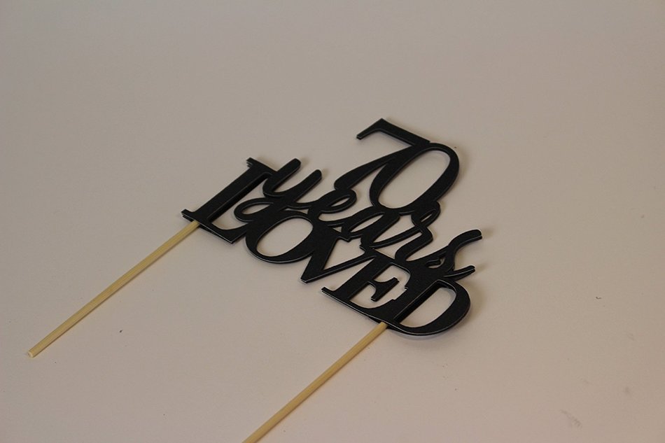 All About Details Black 70-Years-Loved Cake Topper N3