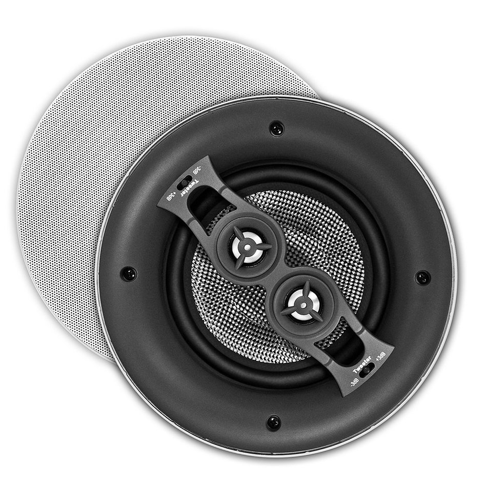 OSD Audio MK690TT 6.5-inch 150-Watt Trimless Thin Bezel Kevlar Dual Voice Coil In-Ceiling Stereo Speaker, Single N2