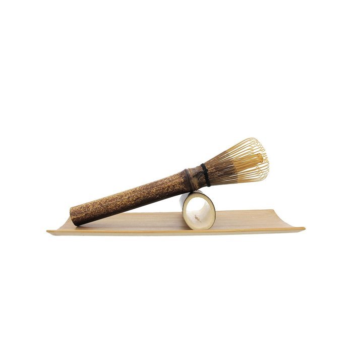 BambooMN Brand - 1 Set - Golden Chasen (Tea Whisk) + Chashaku (Hooked Bamboo Scoop) for preparing Matcha + Tea... N4