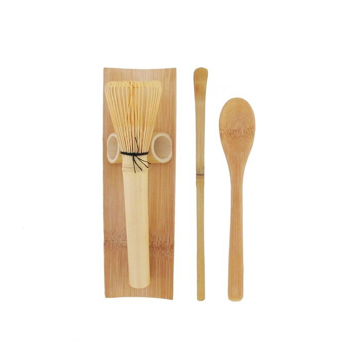 BambooMN Brand - 1 Set - Golden Chasen (Tea Whisk) + Chashaku (Hooked Bamboo Scoop) for preparing Matcha + Tea... N5