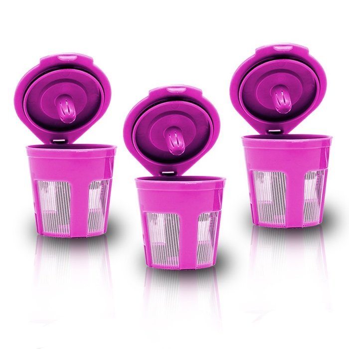 Pack of 3, Premium Quality Mesh Solo Serve Reusable Coffee Filter Pods in Hot Pink
