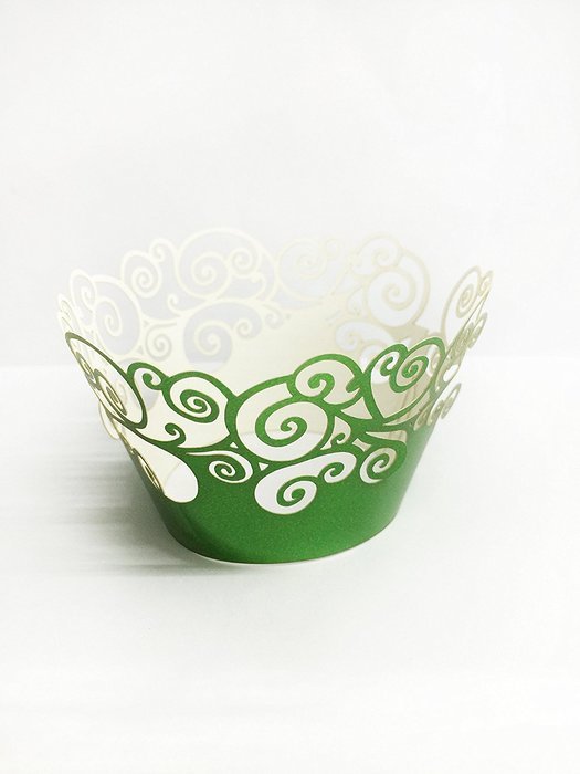 HUAL Cupcake Wrappers 50 Filigree Artistic Bake Cake Mirror Paper Cups Wave Lace Laser Cut Liner Baking Cup Muffin... N8
