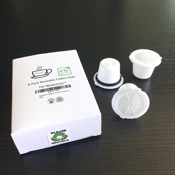 Box of 6 ValueCafe Brand Reusable Refillable Pod for Nespresso N6