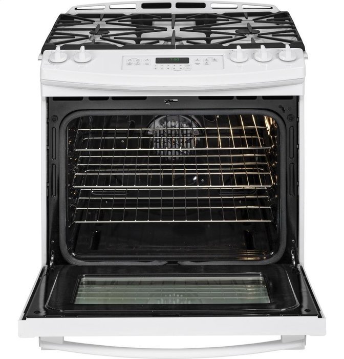GE JGS750DEFWW 30" White Gas Slide-In Sealed Burner Range - Convection N6