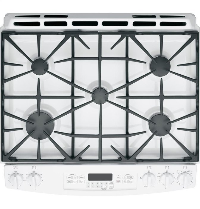 GE JGS750DEFWW 30" White Gas Slide-In Sealed Burner Range - Convection N7