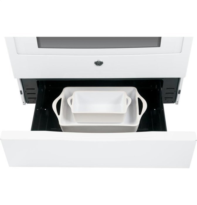 GE JGS750DEFWW 30" White Gas Slide-In Sealed Burner Range - Convection N8