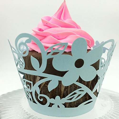 CozyT 50 PACK Flowers Cupcake Wrappers Artistic Bake Cake Paper Cups Vine Lace Laser Cut Liner Baking Cup Muffin... N11