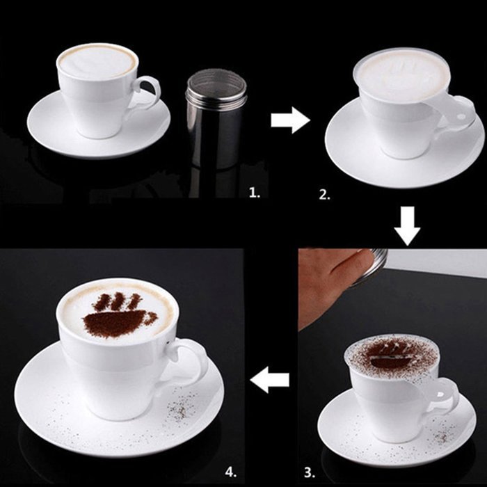 Corner Biz Home - Barista Creative Coffee Art Stencils Template Set 16pcs N2