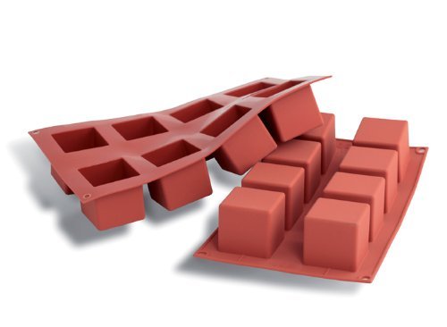 Silikomart Professional Flexible Silicone Bakeware, Cube 4 Oz, 50mm x 50mm x 50mm High 8 Cavities