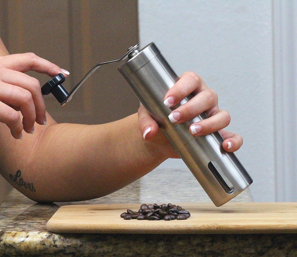 Premium Stainless Steel Manual Coffee Grinder Mill by EcoDefy - French Press, Keurig, and Aeropress Compatible... N5