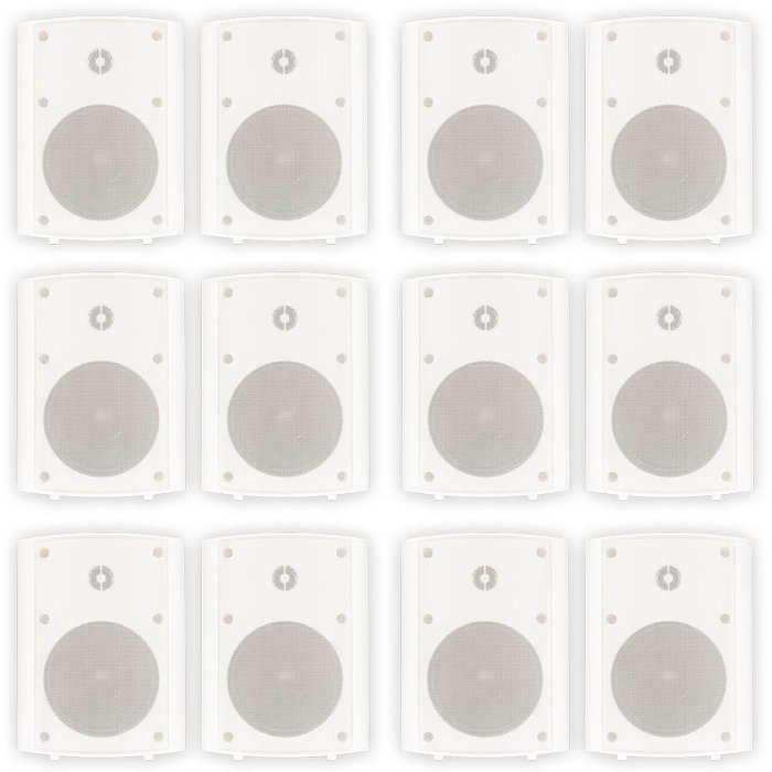 Theater Solutions TS5ODW Indoor or Outdoor Speakers Weatherproof Mountable White 6 Pair Pack