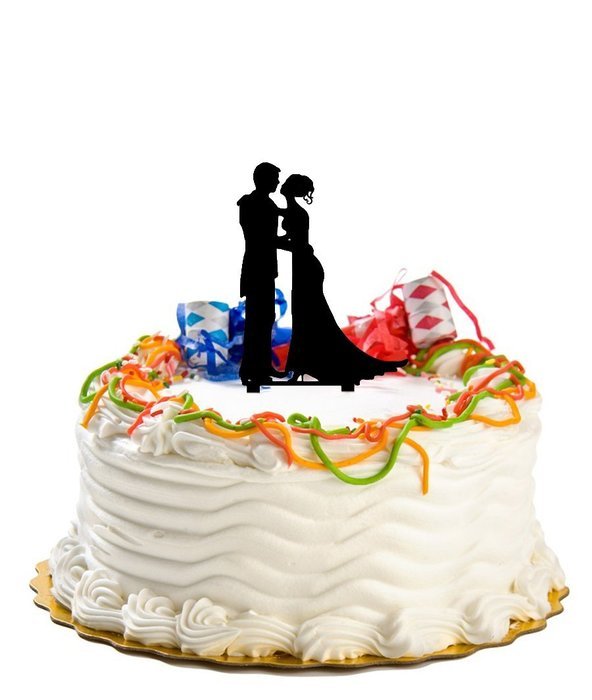 Ecape Acrylic Cake Topper of Engagement and Wedding with Groom Holding Bride Black Pack of 1 N22