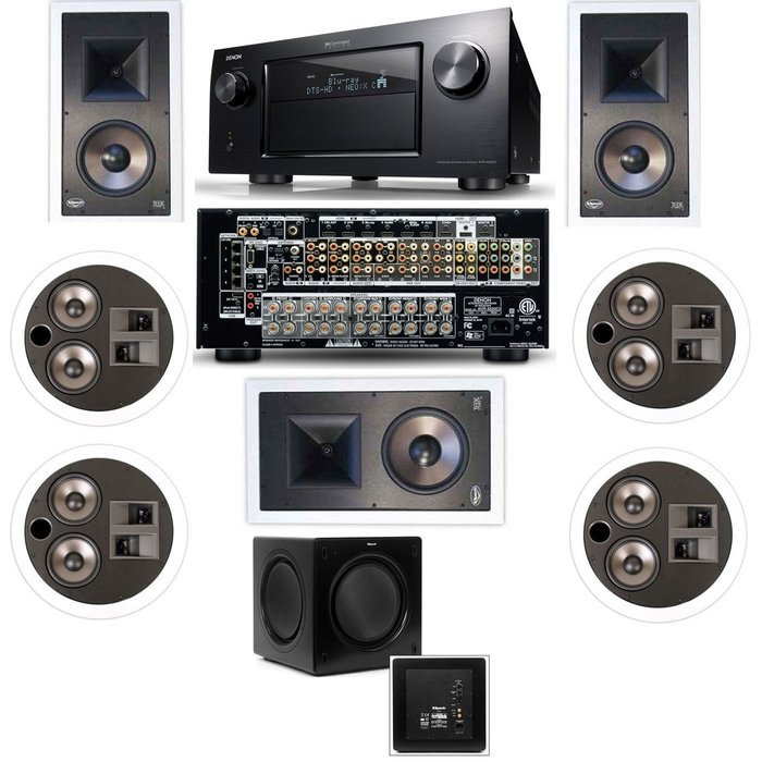 Klipsch KL-7800-THX 7.1 In-Wall-Rear Ceiling-SW-310-Denon AVR-4520CI A/V- White