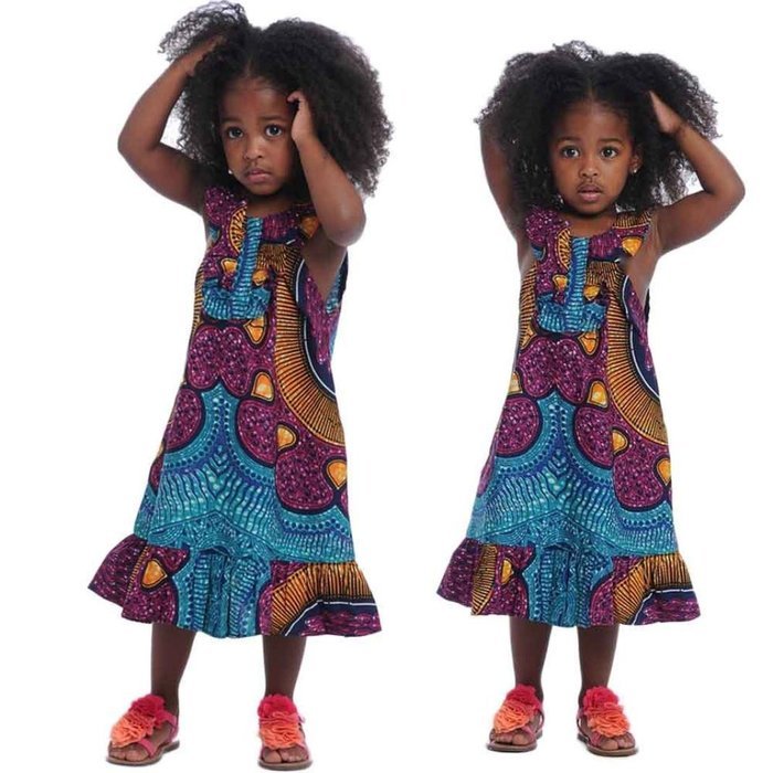 Romper Jumpsuit Dress ,BeautyVan Girls Kids Short Sleeve Clothes Africa Print Tops T-Shirt Dress (110, A) N14