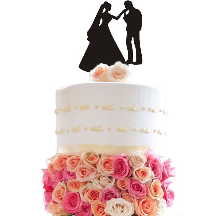 Ecape Acrylic Cake Topper of Engagement and Wedding with Groom Holding Bride Black Pack of 1 N29